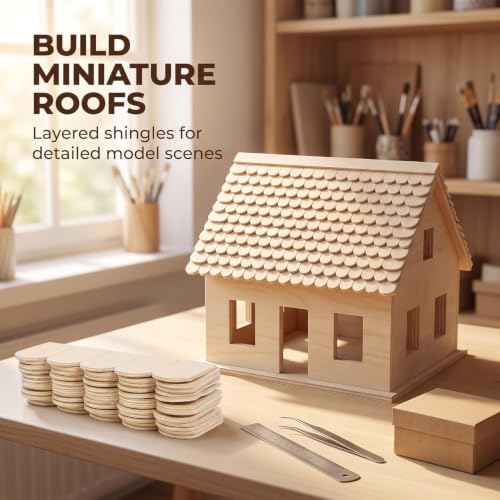 12Pcs 1/12 Dollhouse Household Miniature,Wooden Roof Tiles DIY Miniature Room Painting Accessories Dollhouse Décor Accessories