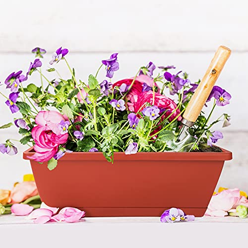 Window Box Planter,12Pack Plastic Vegetable Flower Planters Boxes - color: Brick Red, size: 16.6 x 7 x 5.9 inches