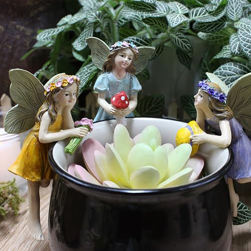 CUIWEI 5 Pcs Mini Garden Figurine Set Miniatures Fairies Statues Without a Stick for Outdoor Lawn Yard Home Decor Lovely Resin Fairy Flower Pot Angel Accessories - style: Garden