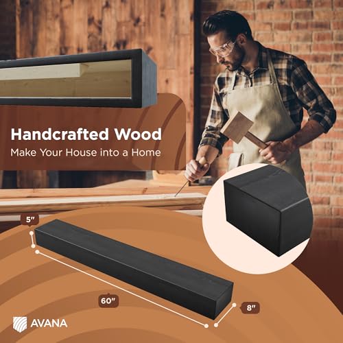 Avana Rusticfireplace Mantel - Mounted Mantles for Over Fireplace - Farmhouse Fireplace Mantle Shelf 60 Inches - Handcrafted Wood Fireplace Mantels - Fireplace Mantels 60 Inches X 8 X 5 - Espresso - color: Espresso, size: 60 X 8 X 5