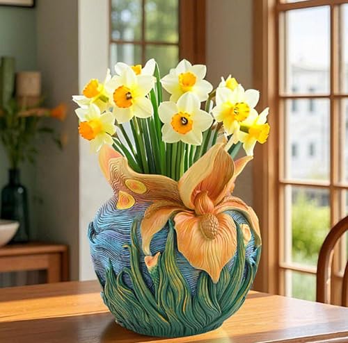 Colorful Abstract Resin Flower Pots Van Gogh Starry Night Unique Plant Pots - color: Starry Night Flowers