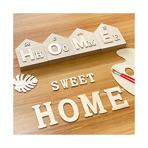 6 Inch 4 Pieces Unfinished Wooden House Shaped Blocks for Crafts Blank Wood House Freestanding Mother's Day Memorial Sign，1 Inch Thick MDF (Pack of 4) - size: 6 in (Pack of 4)