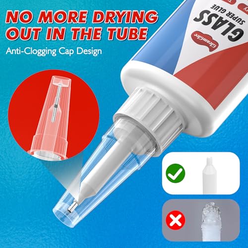 Glass Glue 1.23 oz, Ultra Strong Waterproof Clear Fast-Bonding Adhesive