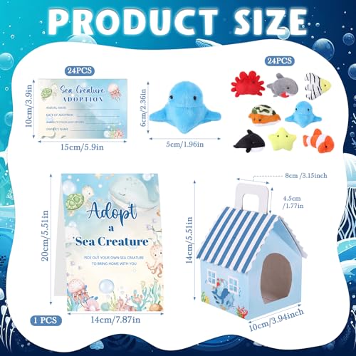 Blueweenly 73 Pcs Adopt a Sea Animal Theme Party Favors Set Plush Marine - style: Marine Animals