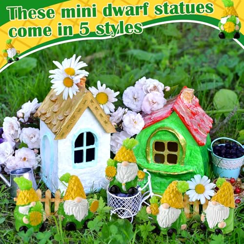 Wesiti 40 Pcs Christmas Pineapple Gnomes Mini Resin Figurine Miniature Resin Statues Tiny Gnomes Figurine for Table Decor Indoor Outdoor Home Garden Plant Pot - style: Pineapple