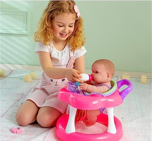 JC Toys Lots to Love Babies 14"" Doll and Walker | Wheeled Walker Gift Set and Accessories | Posable & Waterproof | Ages 2+" (16198), Pink - color: Walker and Doll Combo