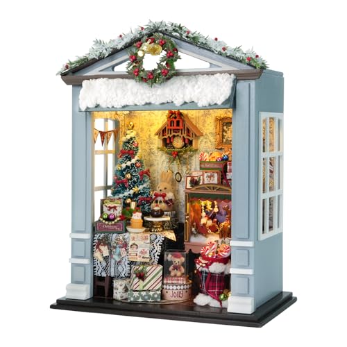 CUTEROOM DIY Miniature House Building Kit for Adults with LED Lights - Realistic Mini Dollhouse Model & Wooden Furniture, Creative Craft Kit for Home Decor Gift- Joyful Gatherings - style: Joyful Gatherings