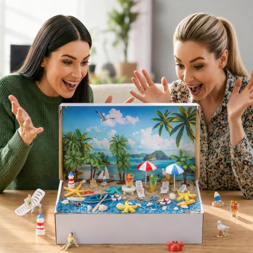 Teyva Daily 48 Pcs Summer Beach Diorama Kit Habitat Project Box Set - color: Beach
