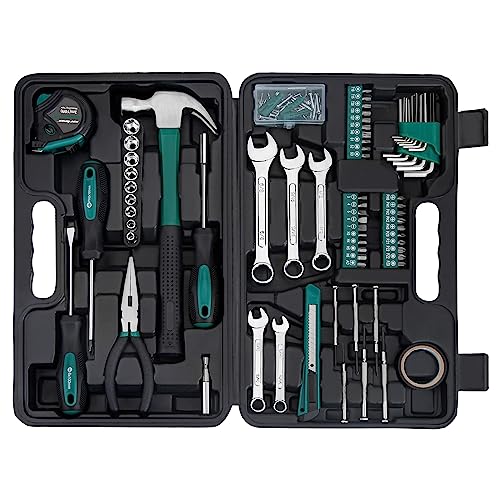 CARTMAN 148-Piece Automotive And Household Tool Set, Green Repair Kit Case - color: Green