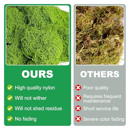 Fake Green Moss for Potted Plants,7oz Artificial Moss for Crafts