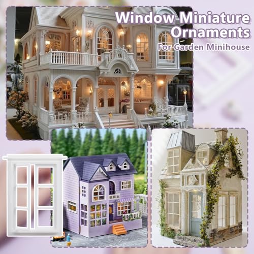 OLYCRAFT 2 Pack Miniature Window Frame 1:12 Scale White Plastic Mini House Window Rectangle Minihouse Windows Plastic 6 Panes Miniature Windows Ornament for Craft Projects and Model Building