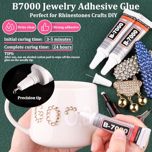 Resin Rhinestones for Crafting with B7000 Jewelry Glue, 2 Boxes Champagne Flatback Crystals with 3Pcs 10ml Glue for Bedazzling Crafts DIY Nail Art Makeup，Non Hotfix Gems for Clothing Shoes - color: Champagne, size: 2 Small Pack with Glue