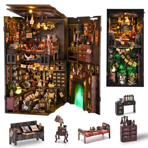 TOYQI Book Nook Kit for Adult, DIY Miniature Dollhouse Kit, Wizard's House - color: House of Magic