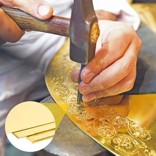 MECCANIXITY Brass Sheet, 1.6" X 1.6" 38 Gauge(0.1mm) Thickness H62 Brass Metal Plates Thin Metal Sheets with Gloves for Craft DIY Model Jewelry Electrical Repair Industrial, Pack of 4, Gold - size: 1.6" x 1.6" 38 Gauge(0.1mm)