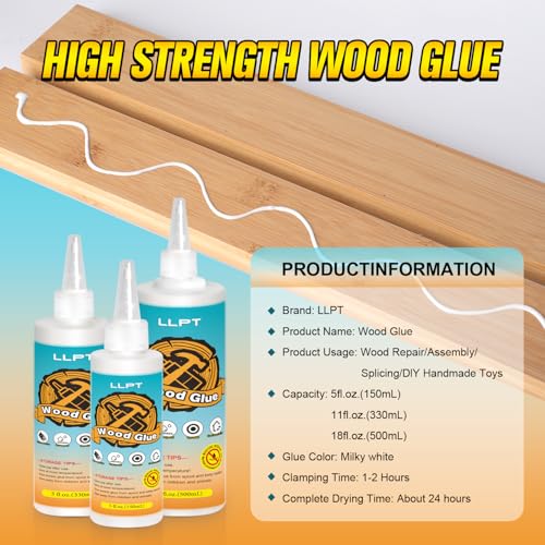 LLPT Wood Glue 5.1 Ounce, Dried Clear Waterproof Wooden Super Glue - size: 150ml