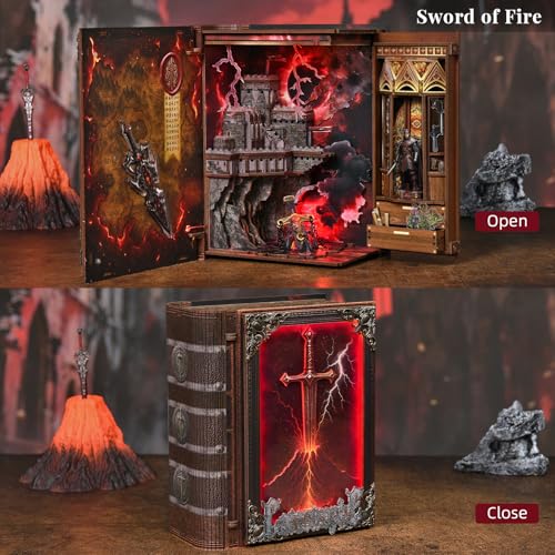 CCCDF Book Nook Kit, DIY Miniature Dollhouse Sword of Fire Magic - color: Sword of Fire