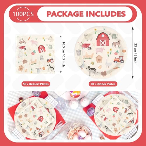 100 Pcs Farm Animal Birthday Party Decorations, Serves 50 - style: Farm Chicken Set