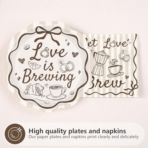 100Pcs Love Is Brewing Bridal Shower Party Decorations Serves 50 - style: Rustic