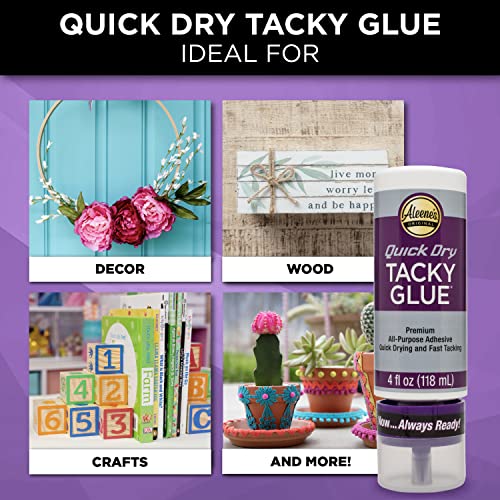 Aleene's Quick Dry Tacky Glue for Crafts in Always Ready Bottle, Nontoxic, Dries Extra Fast and Clear, 4 fl oz - size: 4 FL OZ