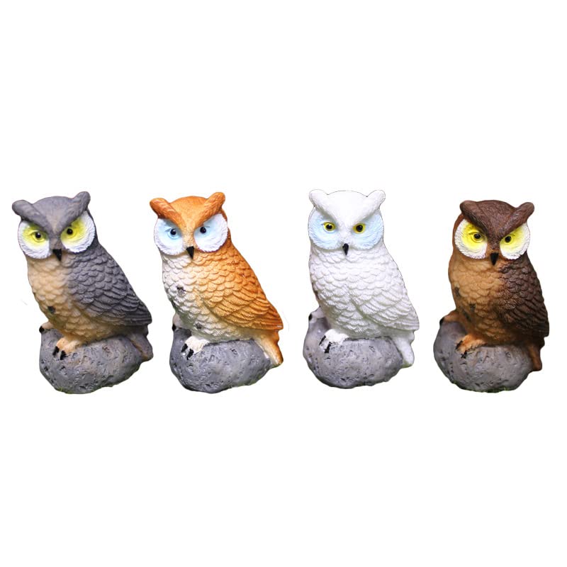 Mini Owl Figurines, Fairy Garden Accessories, 4 Pack Miniature Owls for Garden Decor, 2.16 x 1.3 x 1.06 Inches - color: 4 Pcs Owl Figurines