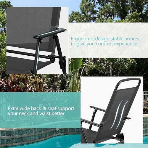 Vongrasig 6 Piece Folding Patio Dining Set,Small Metal Outdoor Garden Patio Table and Chair Set w/Umbrella for Lawn,Deck,Backyard,Black - color: Black