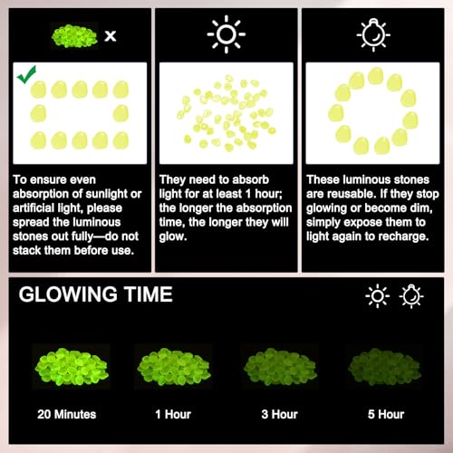 M METERXITY 1000-Pack Glow in The Dark Rocks, 0.43" Resin Outdoor Garden Decorations Luminous Pebbles Stones for Garden Plants/Aquarium/Backyard Path, Aquarium Gravel [Yellow] - color: Yellow