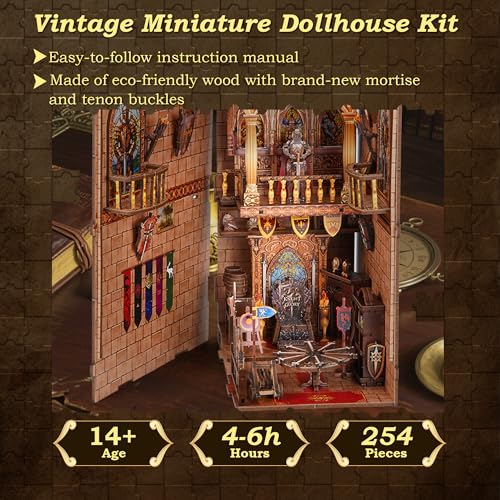 NookMaster Book Nook Kit, 3D Wooden Puzzle for Adults (Medieval Castle) - color: Medieval Castle