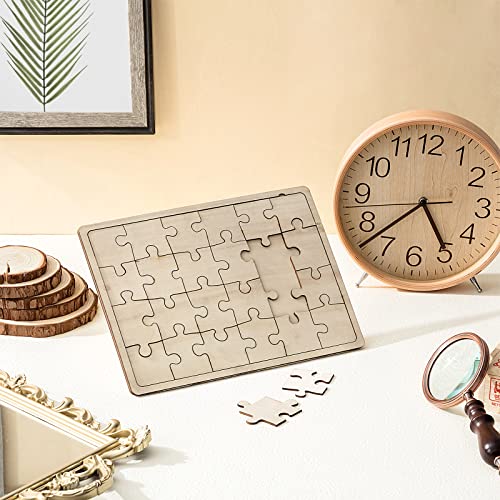 Deekin 30 Sheets Unfinished Wood Blank Puzzles Customizable Blank Wooden Pieces Freeform Things to Paint, Write and Draw On, Wooden Jigsaw Puzzles for Kids DIY Craft, 8.9 x 5.9 Inch (Pack of 4) - size: 8.9 x 5.9 inches (Pack of 4)