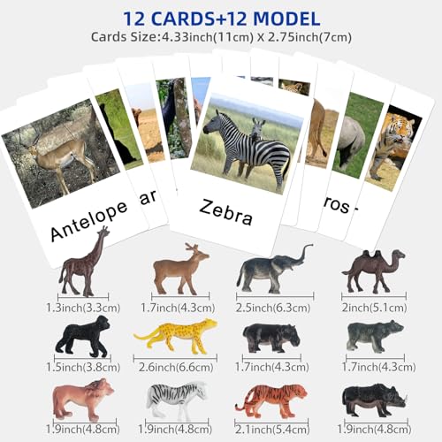 MEROCO Montessori Animal Matching Game, 24 Pcs Safari Figurines with Cards - style: Zoo Animal