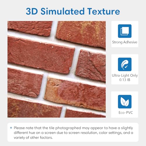 COMSTICKC 3D Peel and Stick Faux Brick Wall Panels for Quick DIY Wall Decor - color: Vintage Red - 01