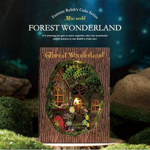 DIY Miniature Dollhouse Kits - Wooden Mini Model House with LED Lights, Tiny Furniture & Accessories – Craft Building Kits for Teens & Adults (Forest Wonderland) – Birthday Valentine's Gift - style: Forest Wonderland