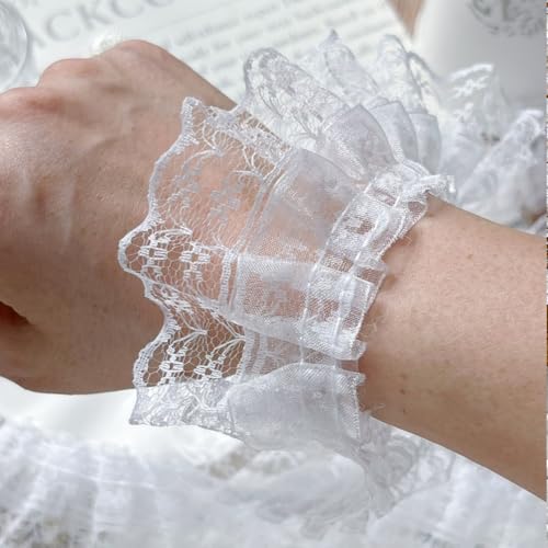 15 Yards Double Ruffle Lace Trim - 1.8 Inch Wide - color: White Lace Double Ruffle