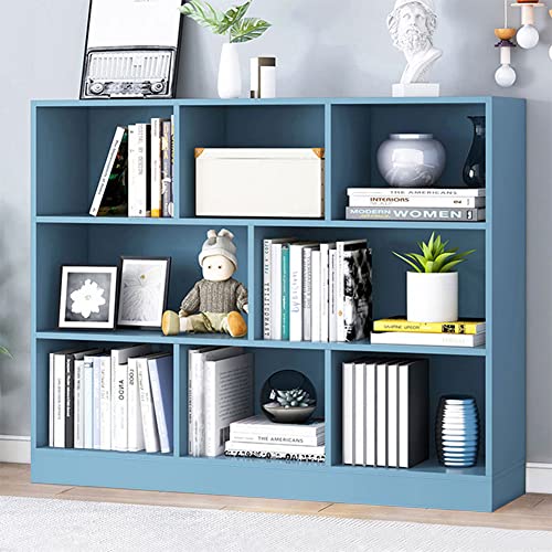 IOTXY Open Shelf Low Bookcase - Wooden 3-Tier Cube Bookshelf, Bright Blue - color: Bright Blue, size: 100CM Base