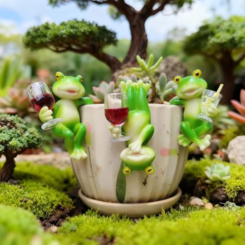 3-piece Fairy Garden Gnome Set, Beer-Drinking Gnome Resin Statue, Outdoor Decorative Item (Green) - color: Green
