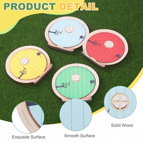 Fairy Garden Door Tree Dollhouse Wooden Door Miniature DIY Blue - color: Blue
