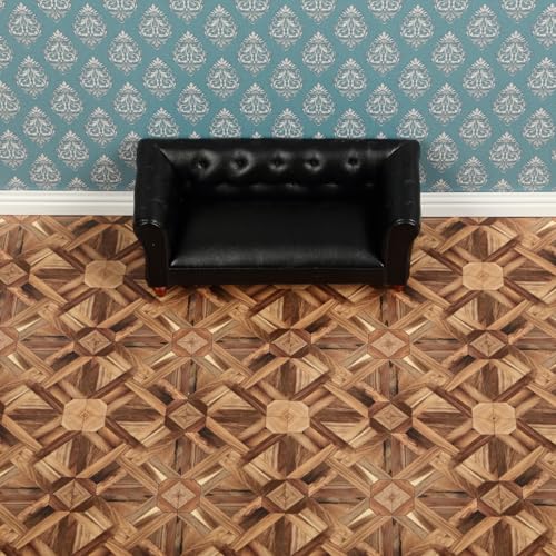 Miniature Dollhouse Flooring, Wood Look Parquet Floor Tiles for 1:12 and 1:6 Scale Dioramas and Roomboxes, REDUCIO! - color: Woven Diamond