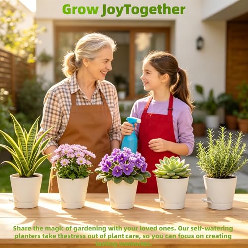 12 Pack 4 Inch African Violet Pots Self Watering, Self-Watering Planters with Drainage Holes & Reservoir, White Plastic Pots for Indoor Outdoor Plants, Succulents & Flowers - color: White, size: 4 inch 12pcs