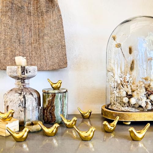 Novabright 50 Pcs Gold Mini Bird Figurines Miniature Resin Bird Statues - style: Bird