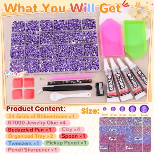 TINKRSTUFF 36000Pcs Dark Purple Rhinestones Bedazzling Kit - color: Dark Purple, size: Large Pack with Glue