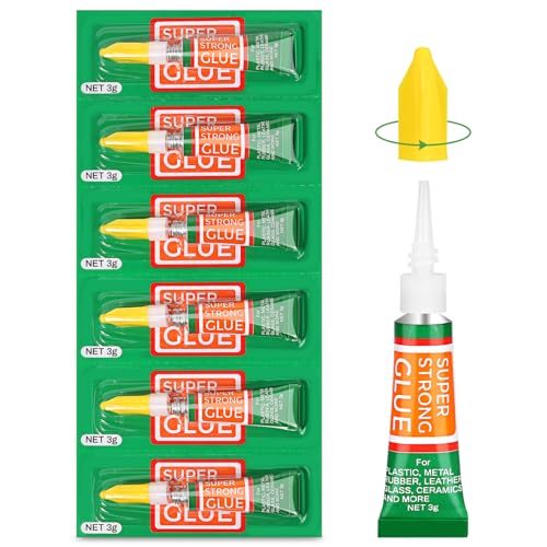 3g X 6 Pack Super Glue for Single Use, Super Fast Strong Adhesive Cyanoacrylate Glue with Anticlog Cap for Micro Precising Controlled Jewelry Repair Wood Metal DIY Crafts - style: 6 X 3G，New