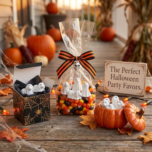 FESTGLOX 50 Pack Mini Ghost Dog Figurines for Cute Spooky Halloween Decor - color: White Dogs-50pcs