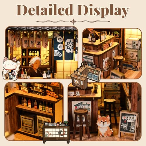 Roroom DIY Miniature House Kit, Japanese Izakaya Tavern Dollhouse Kit - color: The Mellow Pub