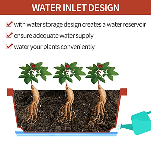 Window Box Planter,12Pack Plastic Vegetable Flower Planters Boxes - color: Brick Red, size: 16.6 x 7 x 5.9 inches