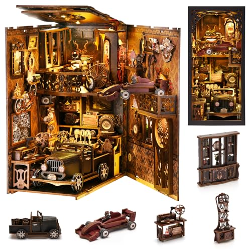 TOYQI Book Nook Kit for Adult, DIY Miniature Dollhouse Kit, Car Models - color: Car Players