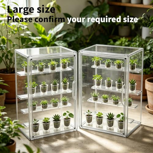 Mini Greenhouse Indoor, Clear Small Green House with Magnetic Door, Stackable Succulent Seed Starting Kit Children Nature Observation Station - size: 14"x 8.5"x 10.5"