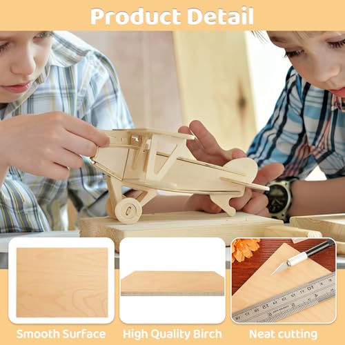 8 Pcs Baltic Birch Plywood Sheets, 9" x 12" x 1/4" Birch Wood Board, 6mm Unfinished Birch Wood Sheets for Laser Cutting, Laser Engraving, Wood Burning, Crafts Making