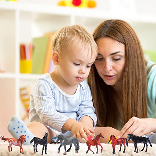 Chalyna 12 Pcs Mini Plastic Horse Figurines 2-3" Tiny Farm Pony Toys