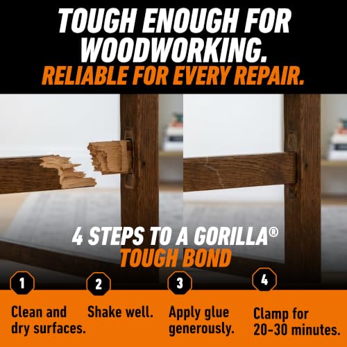 Gorilla Wood Glue, Fast Clamp, Water Resistant PVA, 8 oz - size: 8 Ounce