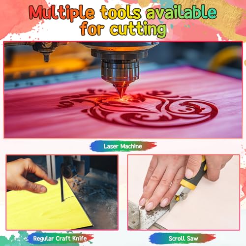 Geelin 18 Pcs 12 x 12 Inches Double-Sided Colored Plywood Sheets 1/8 Thin Craft Wood for Laser Cutting Engraving DIY Crafts Architectural Models Making (Multicolor) - color: Multicolor