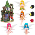 ONEST 8 Pieces Miniature Fairy Garden Accessories Small Fairy Figurines Hand Painted Fairies Figures for Car Decor Garden Flower Pot Birthday Cake Topper - style: Fairy and Door A